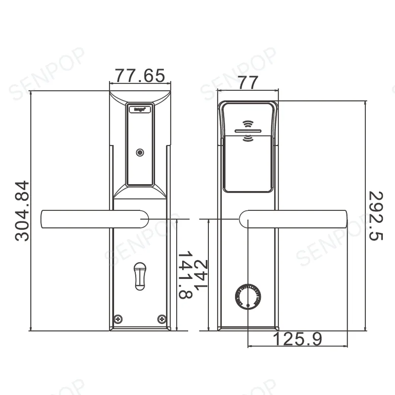 SP118E16 dimensions & mortise 1