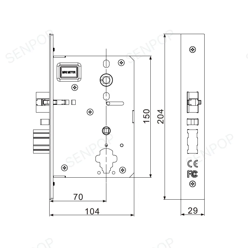 SP118E16 dimensions & mortise 2