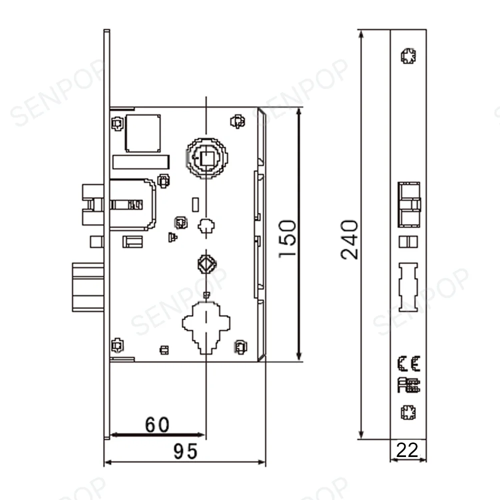 SP118E17 dimensions & mortise 2